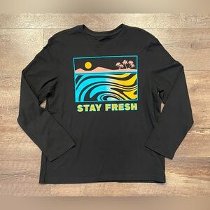 Wonder Nation Boys Black XL Husky Cotton Blend Long Sleeve T-Shirt NWT